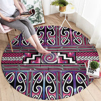 Maori Matariki Round Carpet Pink Galaxy Aesthetic Koru Art