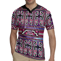 Maori Matariki Rugby Jersey Pink Galaxy Aesthetic Koru Art