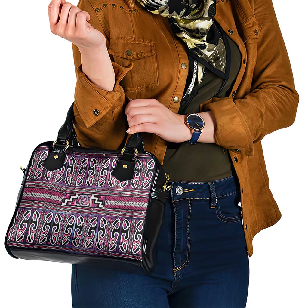Maori Matariki Shoulder Handbag Pink Galaxy Aesthetic Koru Art