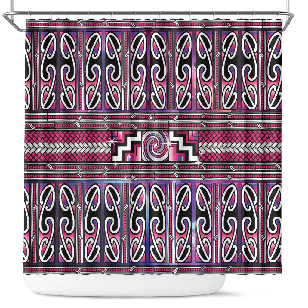 Maori Matariki Shower Curtain Pink Galaxy Aesthetic Koru Art