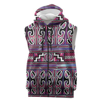 Maori Matariki Sleeveless Zip Hoodie Pink Galaxy Aesthetic Koru Art