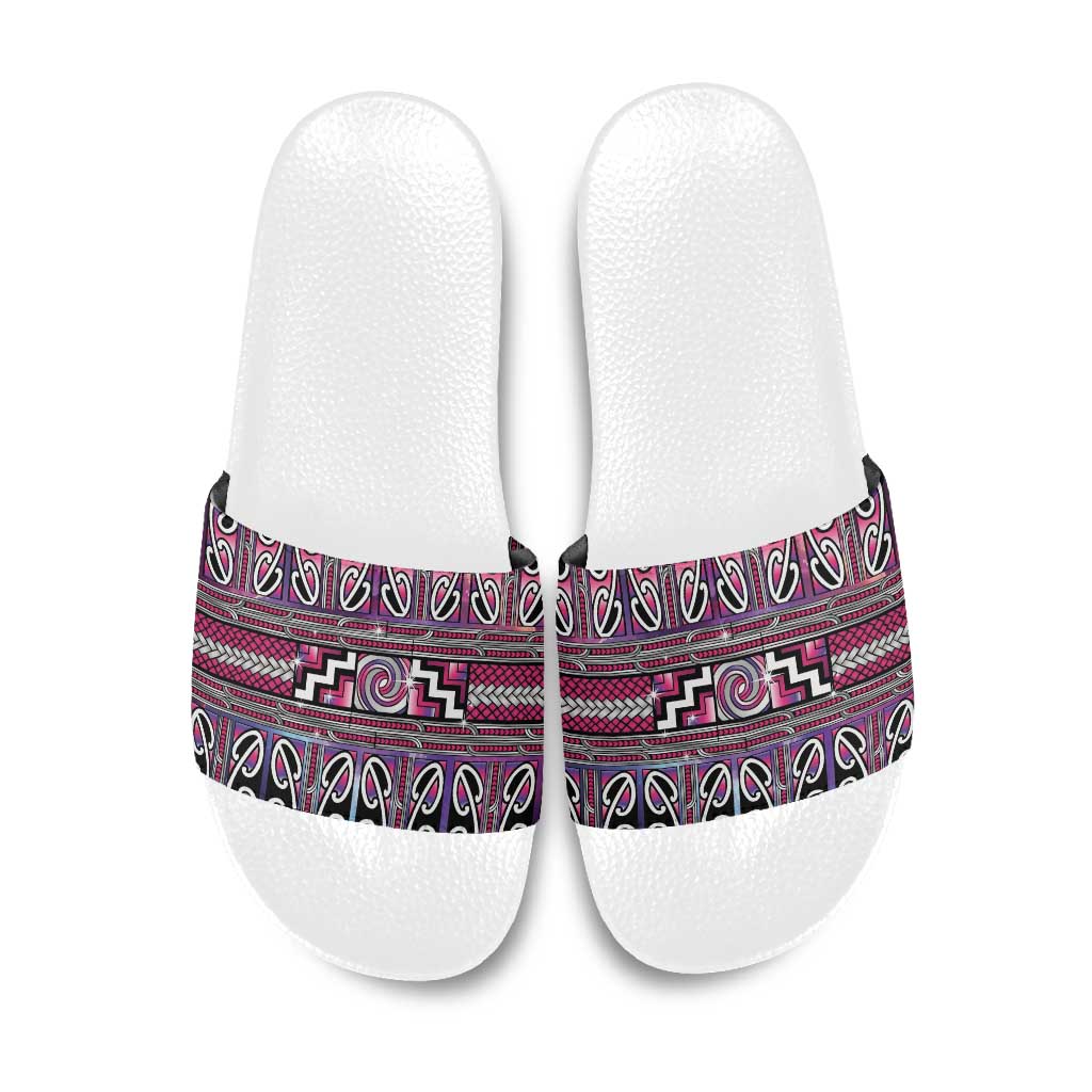 Maori Matariki Slide Sandals Pink Galaxy Aesthetic Koru Art