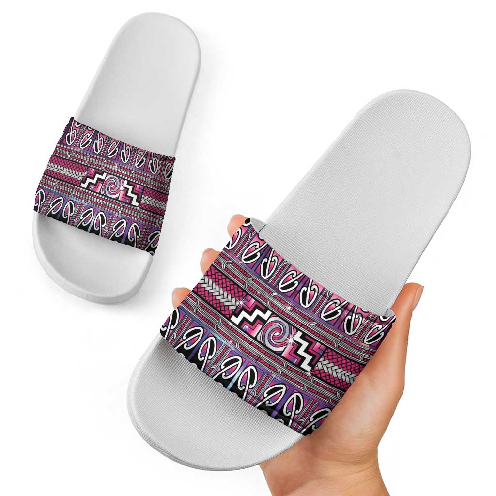 Maori Matariki Slide Sandals Pink Galaxy Aesthetic Koru Art