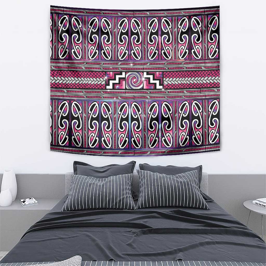 Maori Matariki Tapestry Pink Galaxy Aesthetic Koru Art