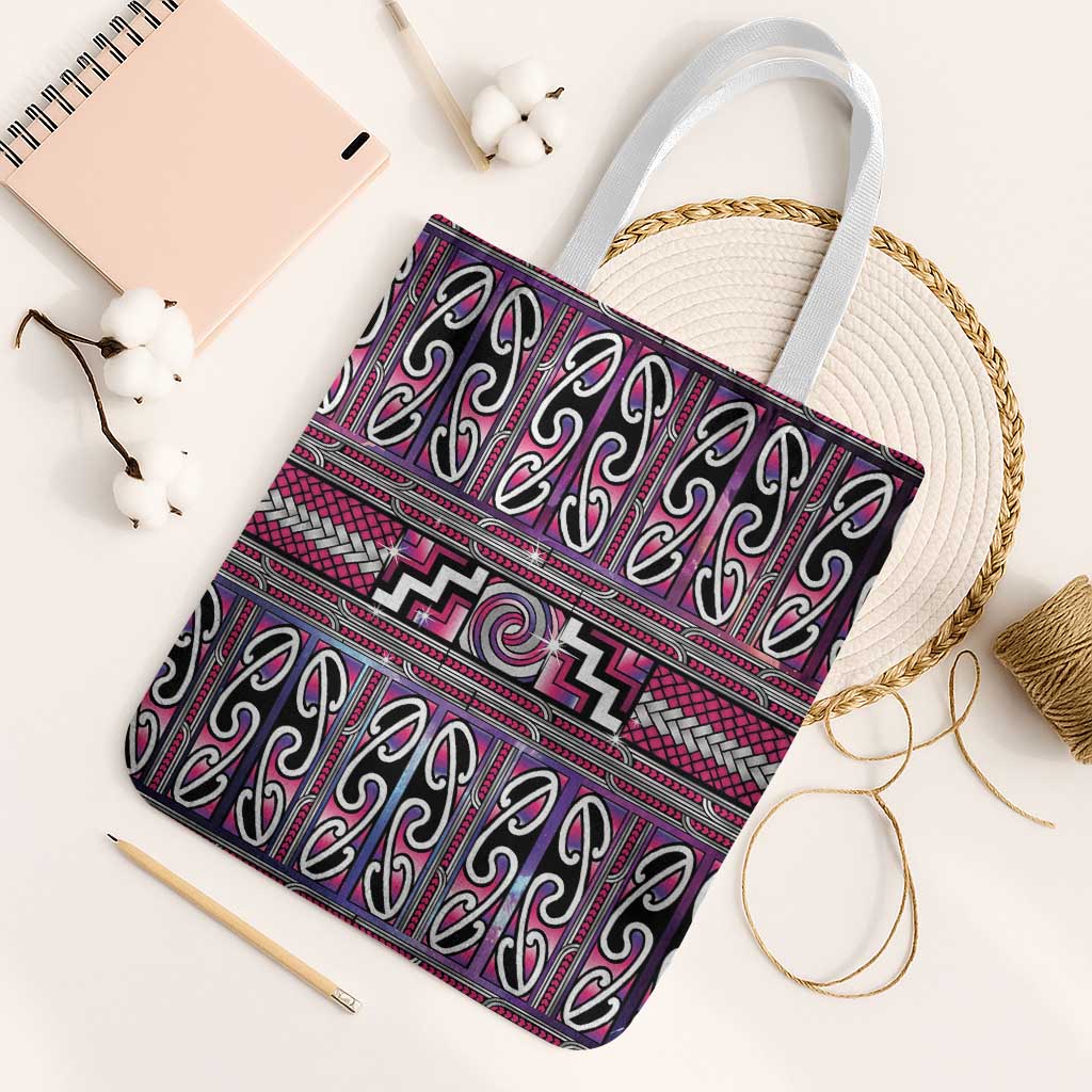 Maori Matariki Tote Bag Pink Galaxy Aesthetic Koru Art