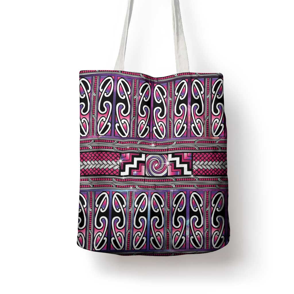 Maori Matariki Tote Bag Pink Galaxy Aesthetic Koru Art