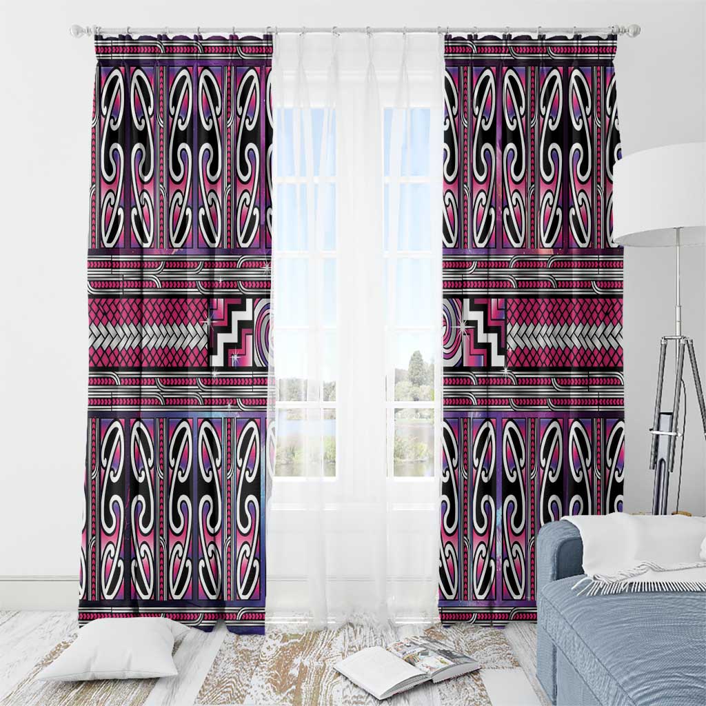 Maori Matariki Window Curtain Pink Galaxy Aesthetic Koru Art