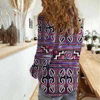 Maori Matariki Women Casual Shirt Pink Galaxy Aesthetic Koru Art