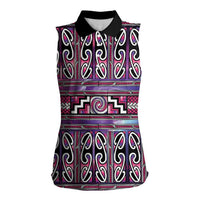 Maori Matariki Women Sleeveless Polo Shirt Pink Galaxy Aesthetic Koru Art LT01 Female Pink - Polynesian Pride
