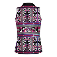 Maori Matariki Women Sleeveless Polo Shirt Pink Galaxy Aesthetic Koru Art LT01 - Polynesian Pride