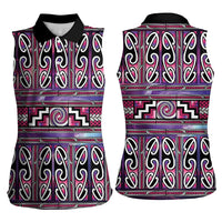 Maori Matariki Women Sleeveless Polo Shirt Pink Galaxy Aesthetic Koru Art LT01 - Polynesian Pride