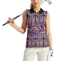 Maori Matariki Women Sleeveless Polo Shirt Pink Galaxy Aesthetic Koru Art LT01 - Polynesian Pride