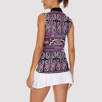 Maori Matariki Women Sleeveless Polo Shirt Pink Galaxy Aesthetic Koru Art LT01 - Polynesian Pride
