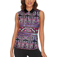 Maori Matariki Women Sleeveless Polo Shirt Pink Galaxy Aesthetic Koru Art LT01 - Polynesian Pride