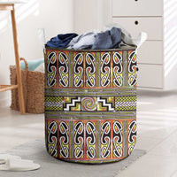 Maori Matariki Laundry Basket Yellow Galaxy Aesthetic Koru Art
