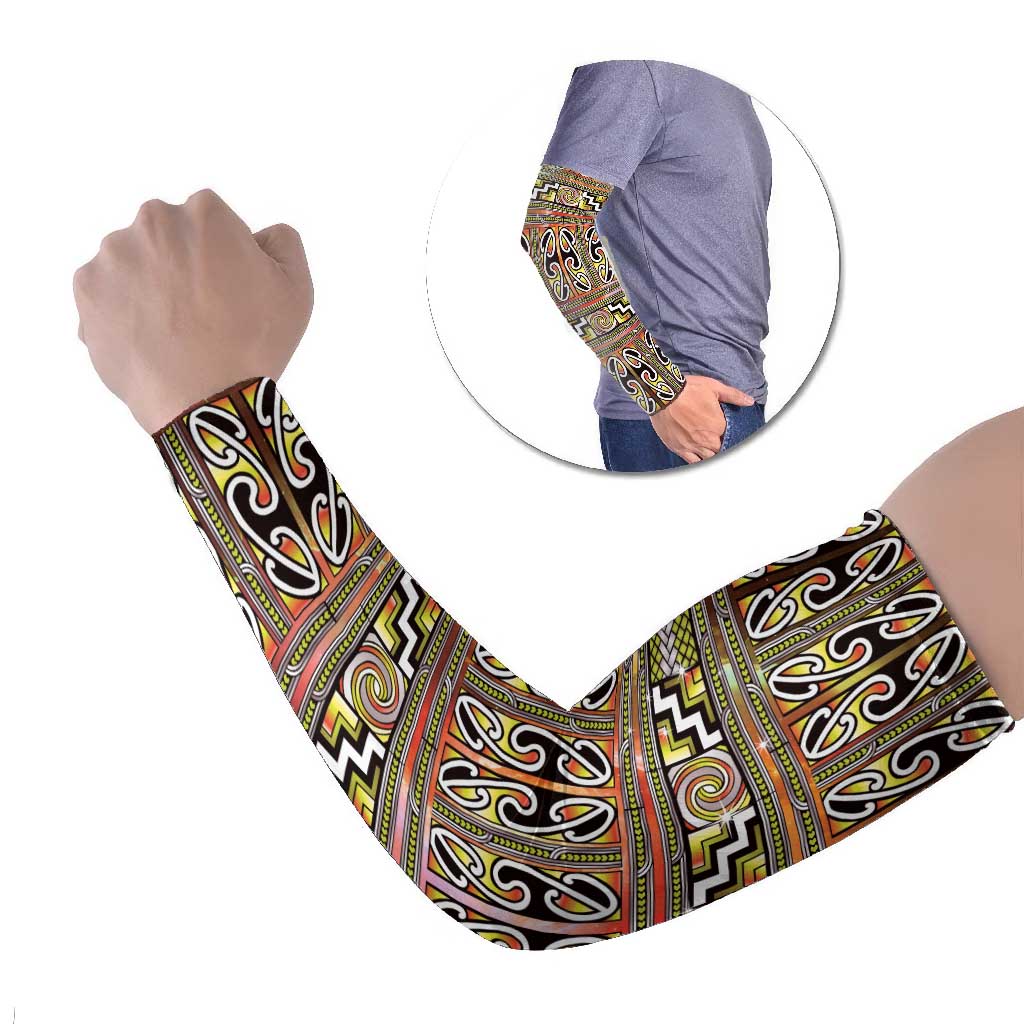 Maori Matariki Arm Sleeves Yellow Galaxy Aesthetic Koru Art