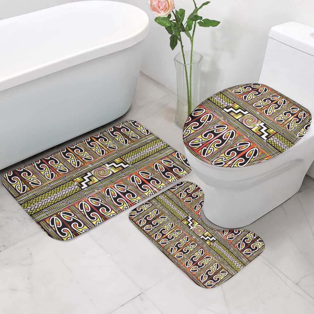 Maori Matariki Bathroom Set Yellow Galaxy Aesthetic Koru Art