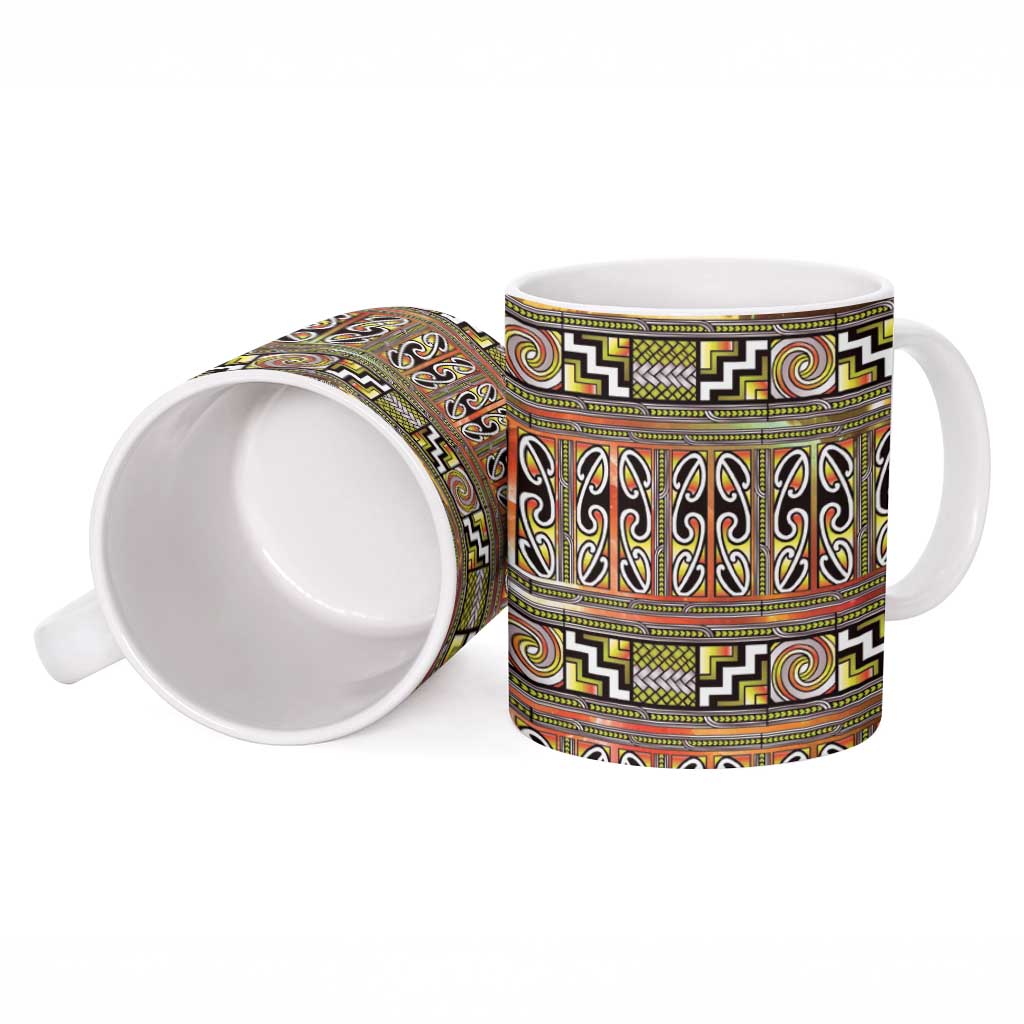 Maori Matariki Ceramic Mug Yellow Galaxy Aesthetic Koru Art