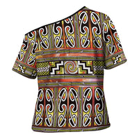 Maori Matariki Cross Shoulder Shirt Yellow Galaxy Aesthetic Koru Art