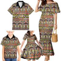 Maori Matariki Family Matching Mermaid Dress and Hawaiian Shirt Yellow Galaxy Aesthetic Koru Art LT01 - Polynesian Pride
