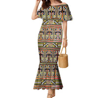 Maori Matariki Family Matching Mermaid Dress and Hawaiian Shirt Yellow Galaxy Aesthetic Koru Art LT01 Mom's Dress Yellow - Polynesian Pride