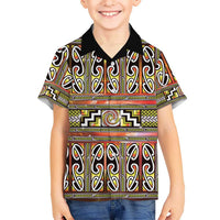 Maori Matariki Family Matching Short Sleeve Bodycon Dress and Hawaiian Shirt Yellow Galaxy Aesthetic Koru Art LT01 Son's Shirt Yellow - Polynesian Pride