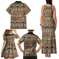 Maori Matariki Family Matching Tank Maxi Dress and Hawaiian Shirt Yellow Galaxy Aesthetic Koru Art LT01 - Polynesian Pride