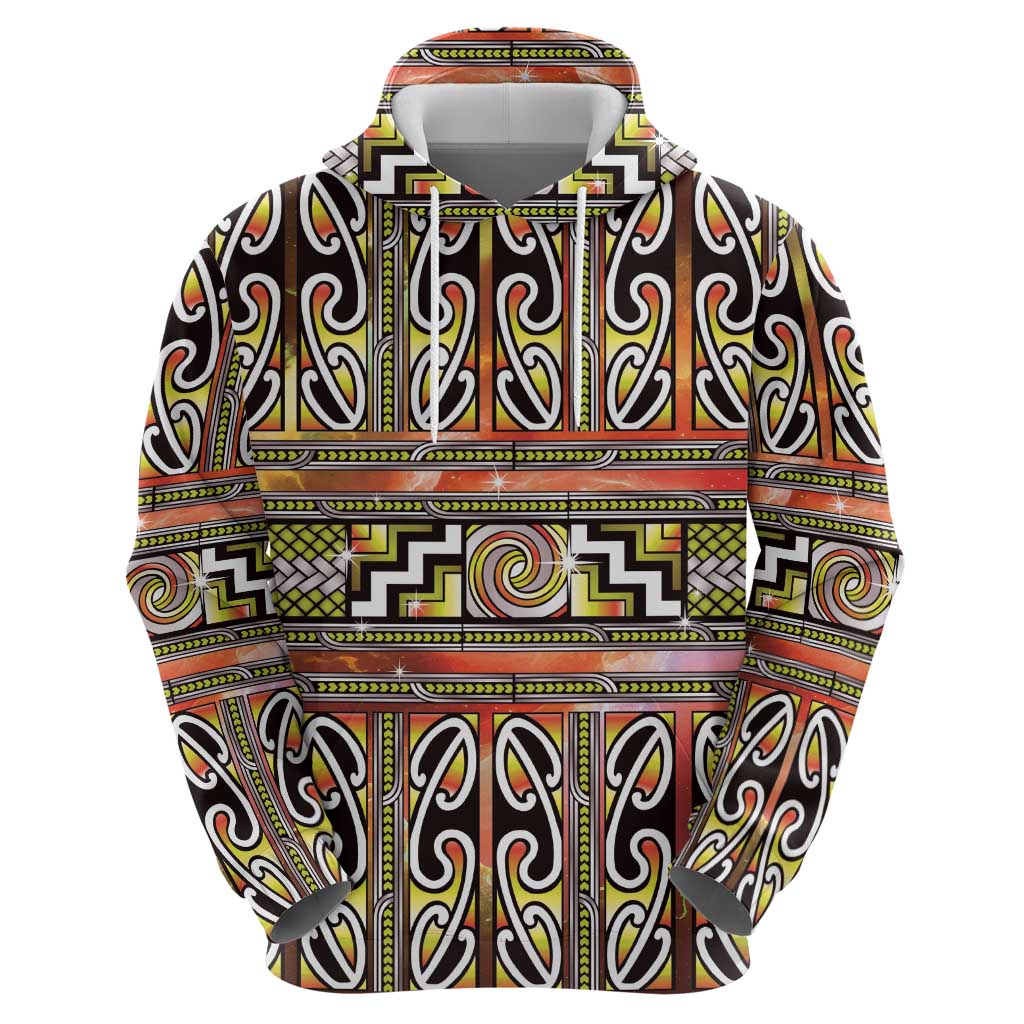 Maori Matariki Hoodie Yellow Galaxy Aesthetic Koru Art
