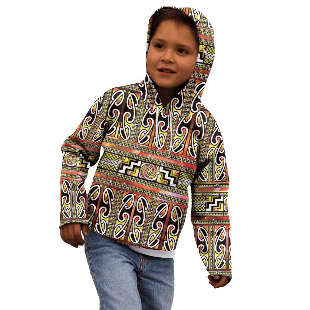 Maori Matariki Kid Hoodie Yellow Galaxy Aesthetic Koru Art