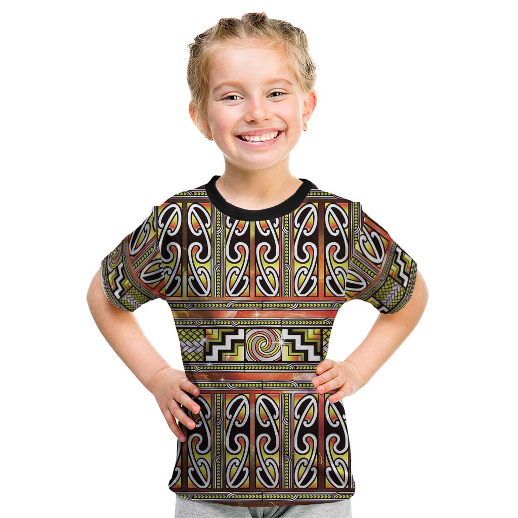 Maori Matariki Kid T Shirt Yellow Galaxy Aesthetic Koru Art