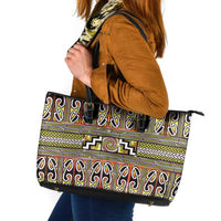 Maori Matariki Leather Tote Bag Yellow Galaxy Aesthetic Koru Art