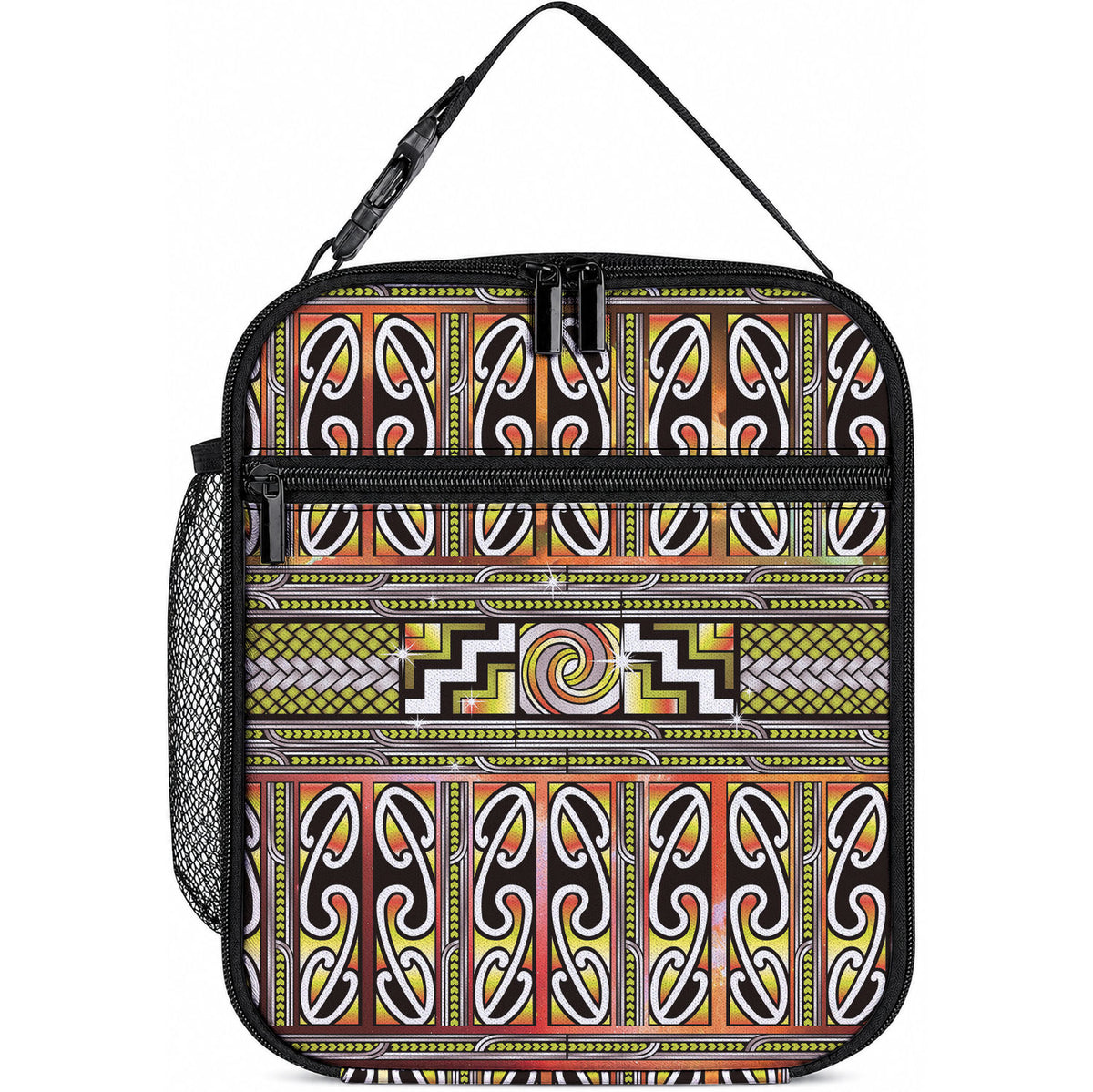 Maori Matariki Lunch Bag Yellow Galaxy Aesthetic Koru Art LT01 10.2 × 8.3 × 4.3 inch Yellow - Polynesian Pride