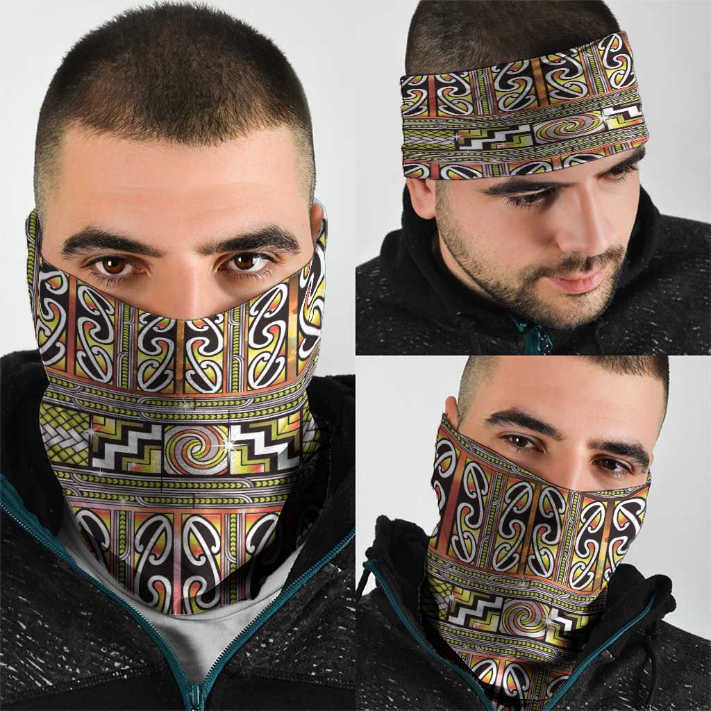 Maori Matariki Neck Gaiter Yellow Galaxy Aesthetic Koru Art