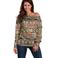 Maori Matariki Off Shoulder Sweater Yellow Galaxy Aesthetic Koru Art