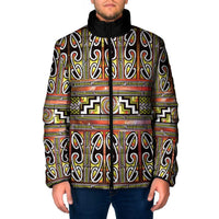 Maori Matariki Padded Jacket Yellow Galaxy Aesthetic Koru Art