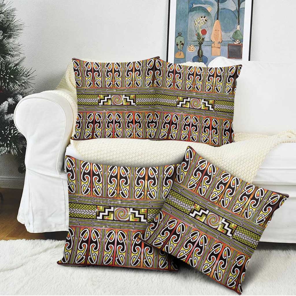 Maori Matariki Pillow Cover Yellow Galaxy Aesthetic Koru Art