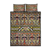Maori Matariki Quilt Bed Set Yellow Galaxy Aesthetic Koru Art