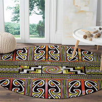Maori Matariki Round Carpet Yellow Galaxy Aesthetic Koru Art