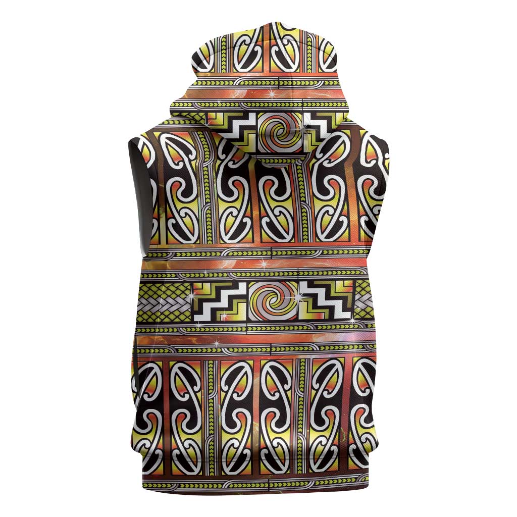 Maori Matariki Sleeveless Hoodie Yellow Galaxy Aesthetic Koru Art