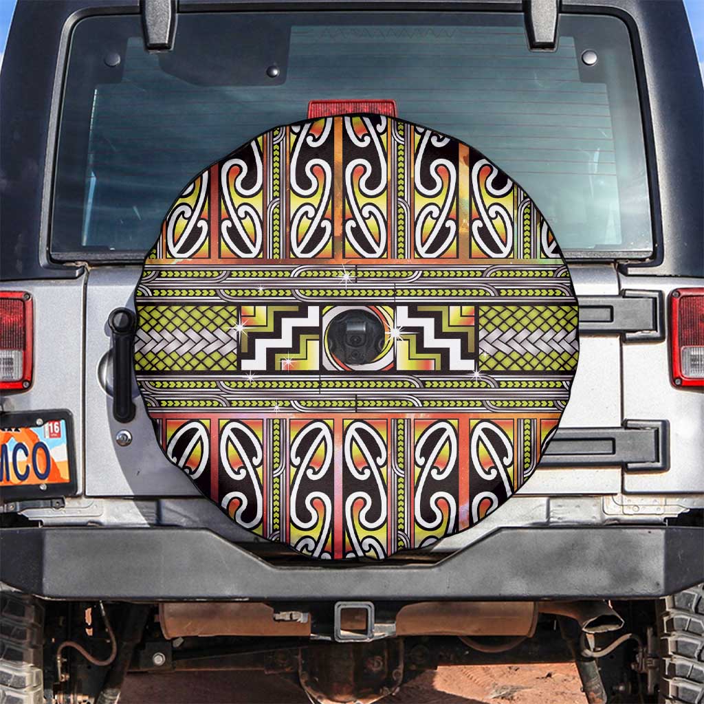 Maori Matariki Spare Tire Cover Yellow Galaxy Aesthetic Koru Art