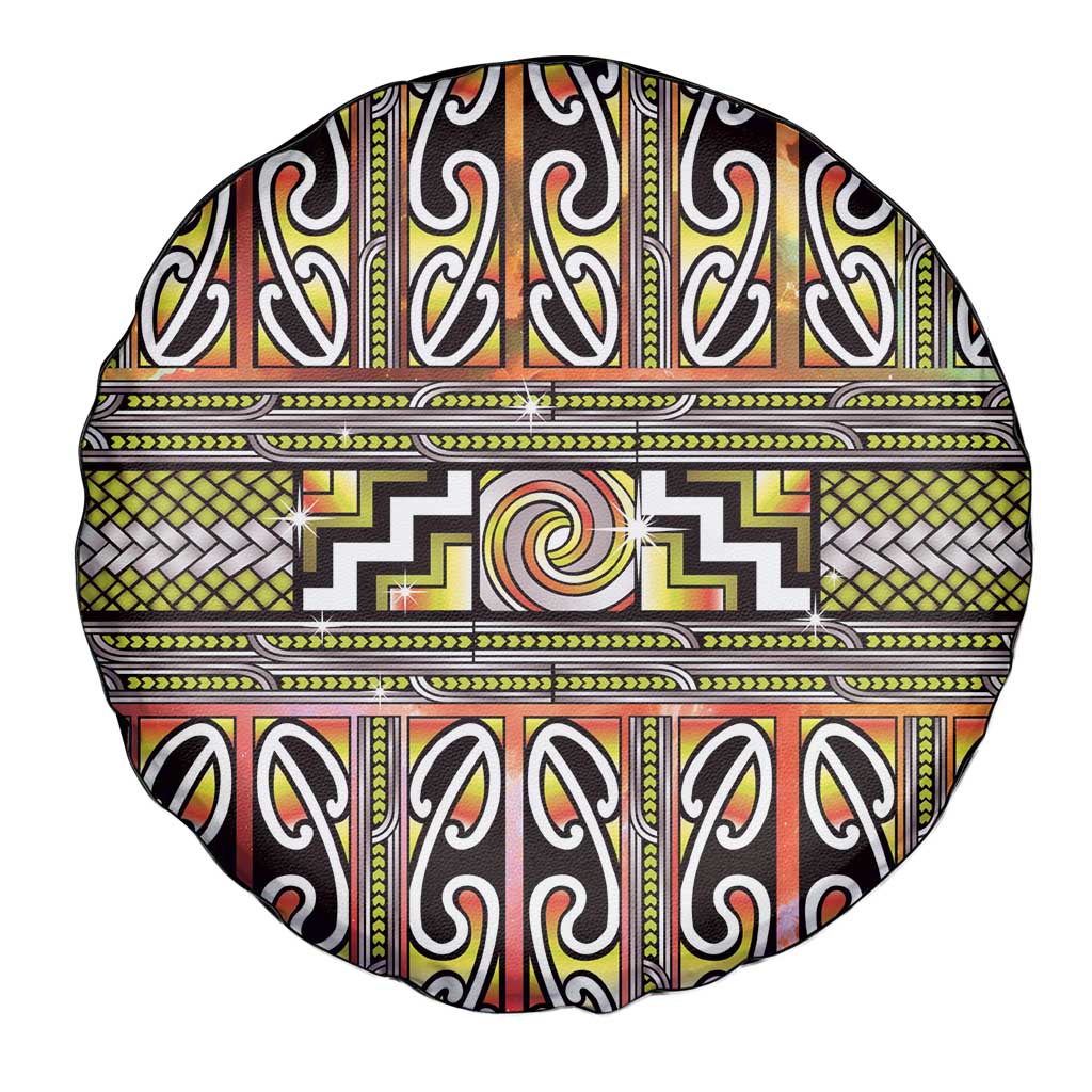 Maori Matariki Spare Tire Cover Yellow Galaxy Aesthetic Koru Art