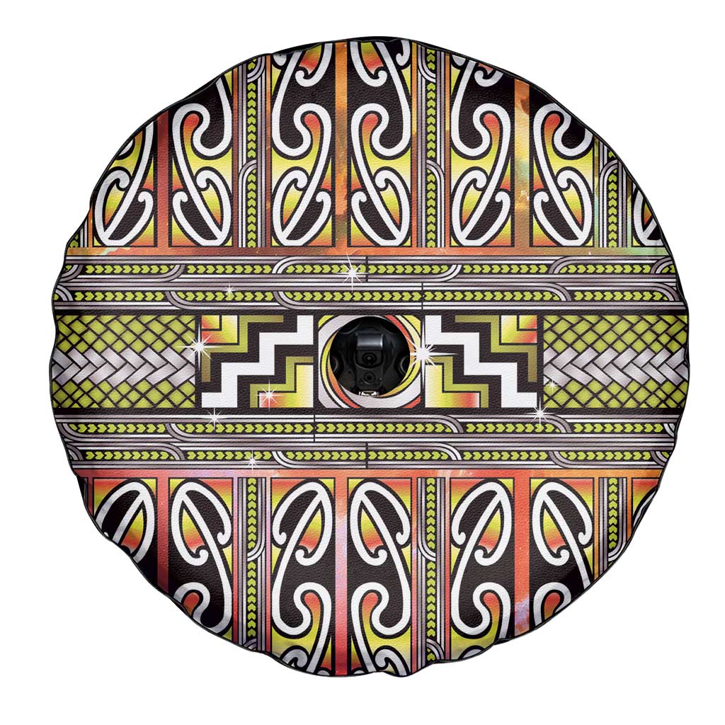 Maori Matariki Spare Tire Cover Yellow Galaxy Aesthetic Koru Art