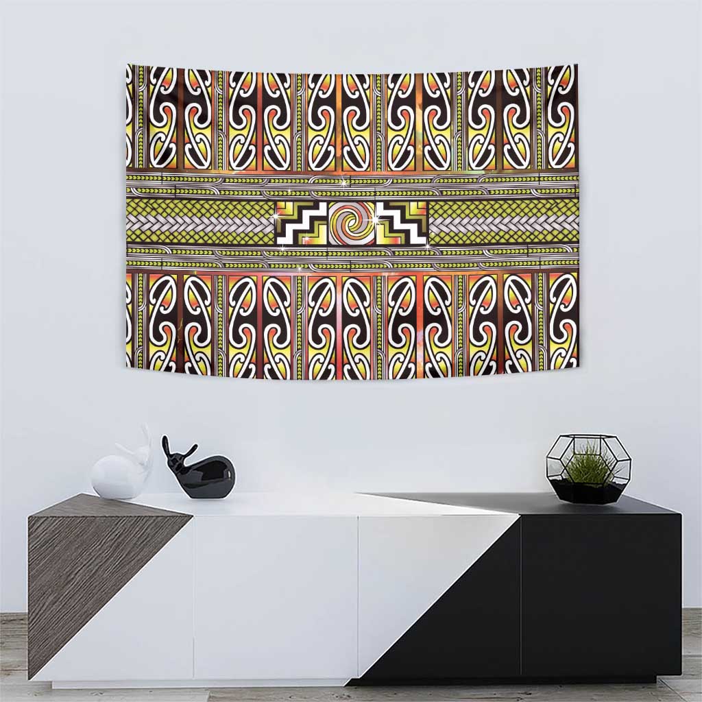 Maori Matariki Tapestry Yellow Galaxy Aesthetic Koru Art