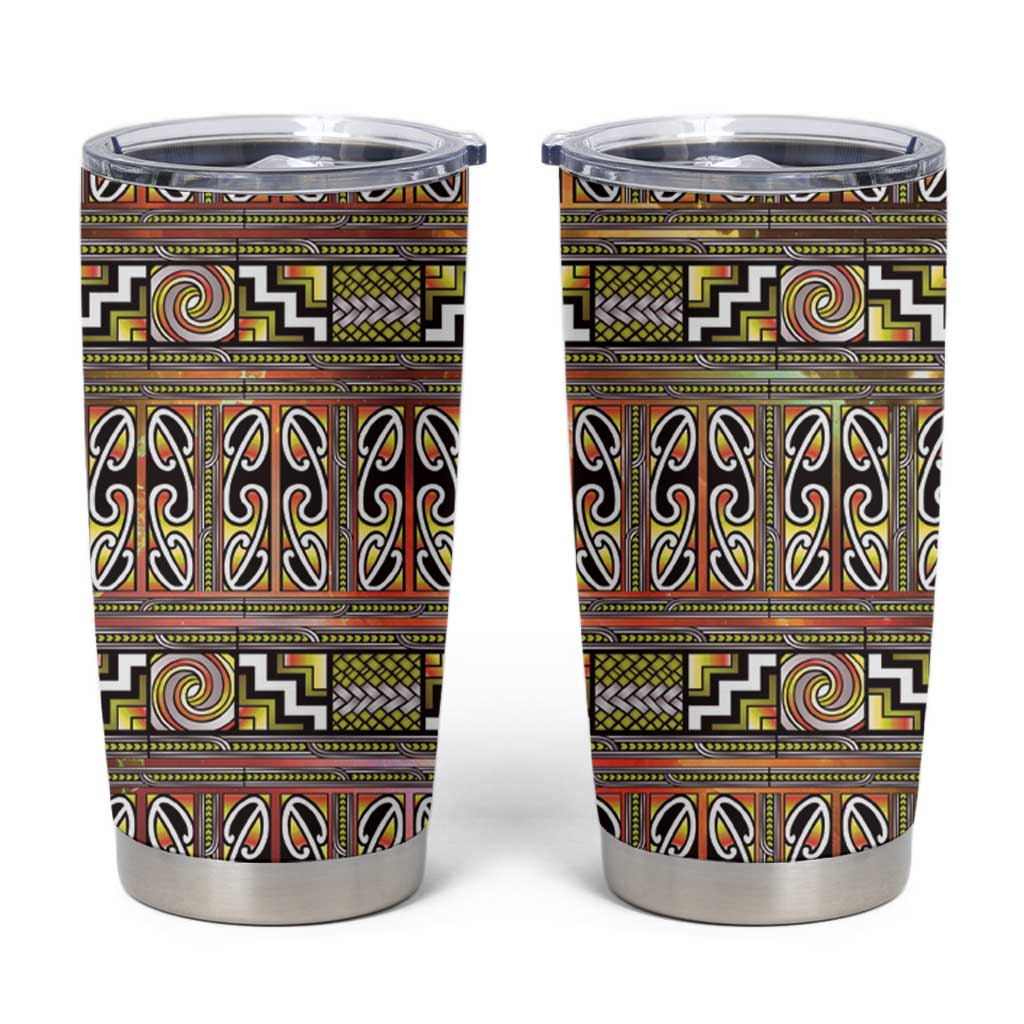 Maori Matariki Tumbler Cup Yellow Galaxy Aesthetic Koru Art