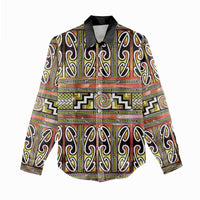 Maori Matariki Women Casual Shirt Yellow Galaxy Aesthetic Koru Art