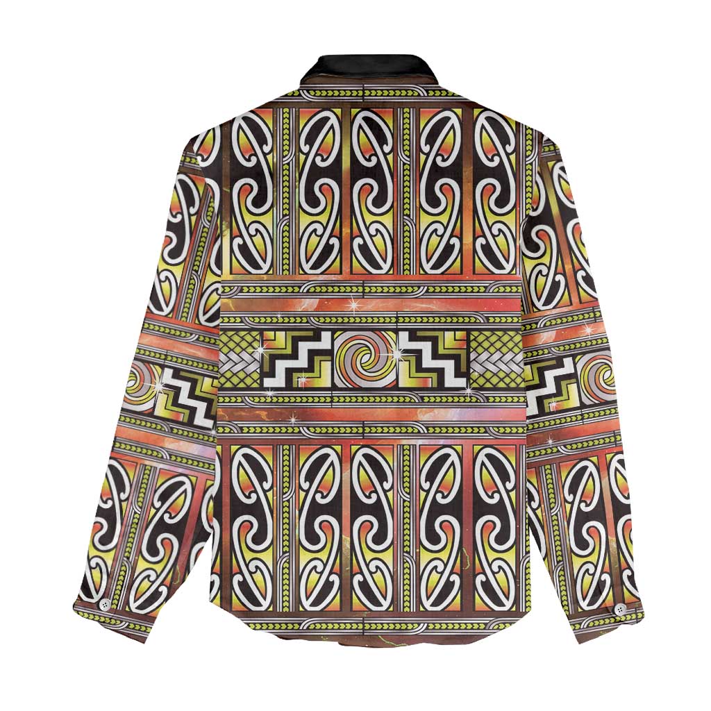 Maori Matariki Women Casual Shirt Yellow Galaxy Aesthetic Koru Art