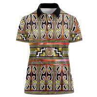 Maori Matariki Women Polo Shirt Yellow Galaxy Aesthetic Koru Art
