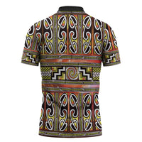 Maori Matariki Zipper Polo Shirt Yellow Galaxy Aesthetic Koru Art