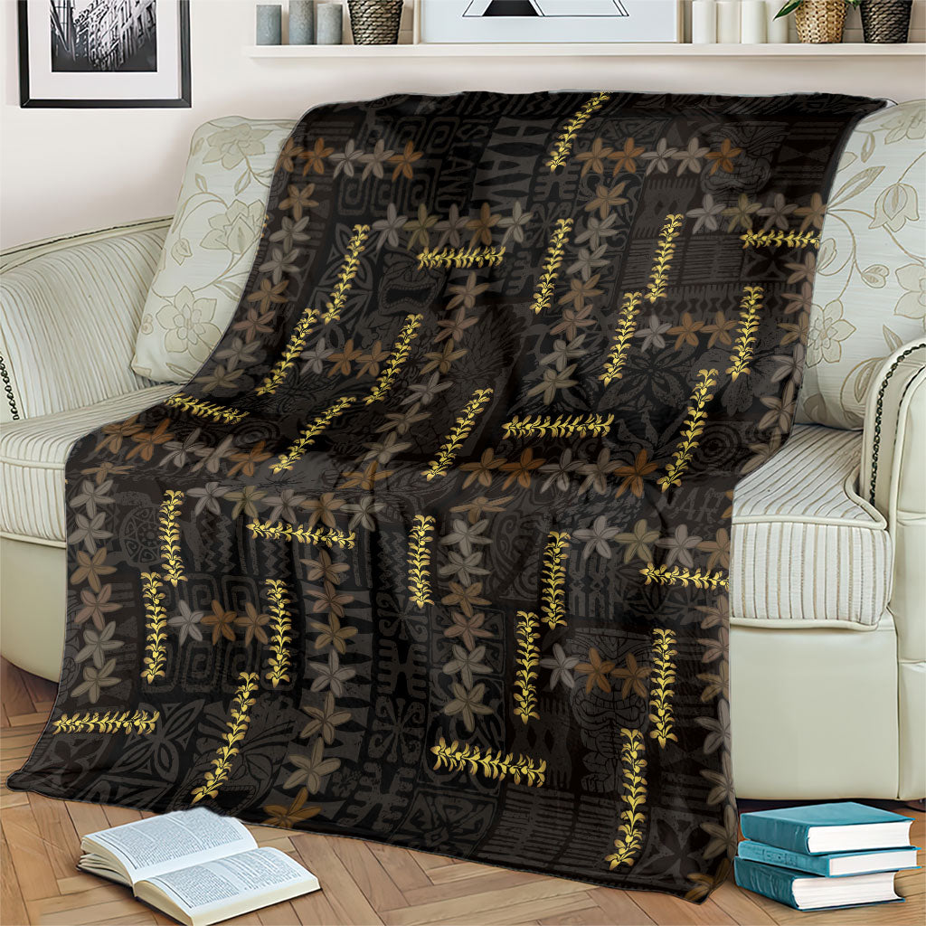 Hawaii Brown Plumeria Lei Black Blanket Frangipani Floral Heritage Art