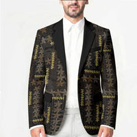 Hawaii Brown Plumeria Lei Black Blazer Frangipani Floral Heritage Art